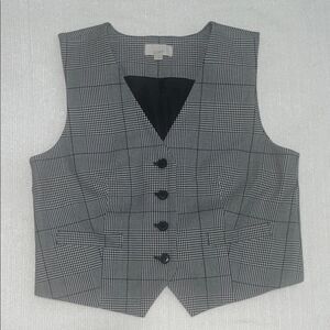 LOFT Women’s Black & White Plaid Vest